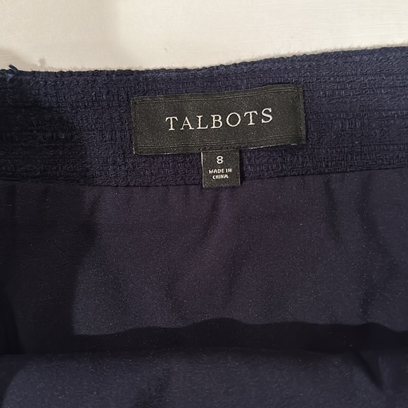Talbots Womens Pencil Skirt SZ 8 Navy Blue Sequin Fringe Embellished Knee Length - Picture 3 of 13